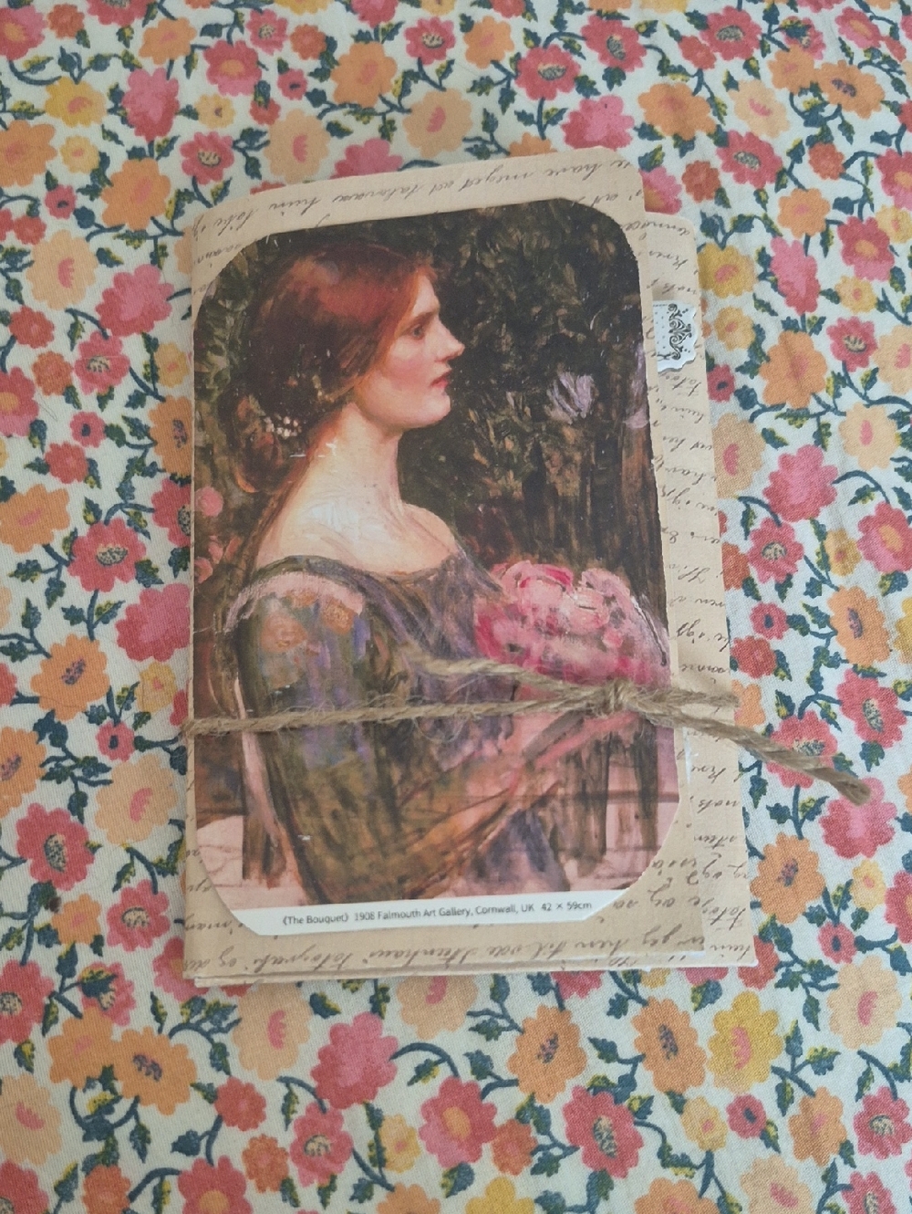 Vintage-Style Handmade Floral Art Tri-fold Card